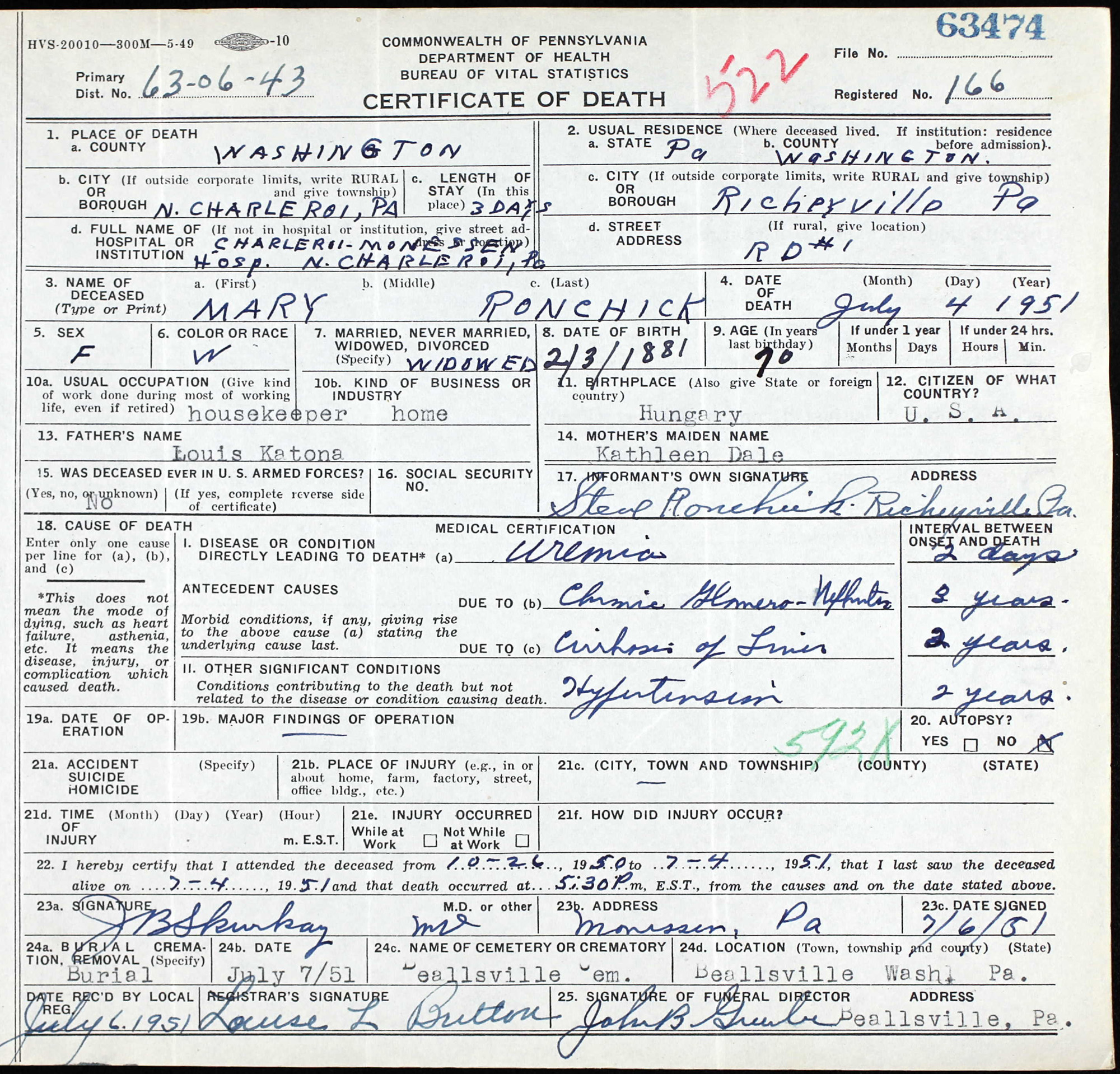 death certificate